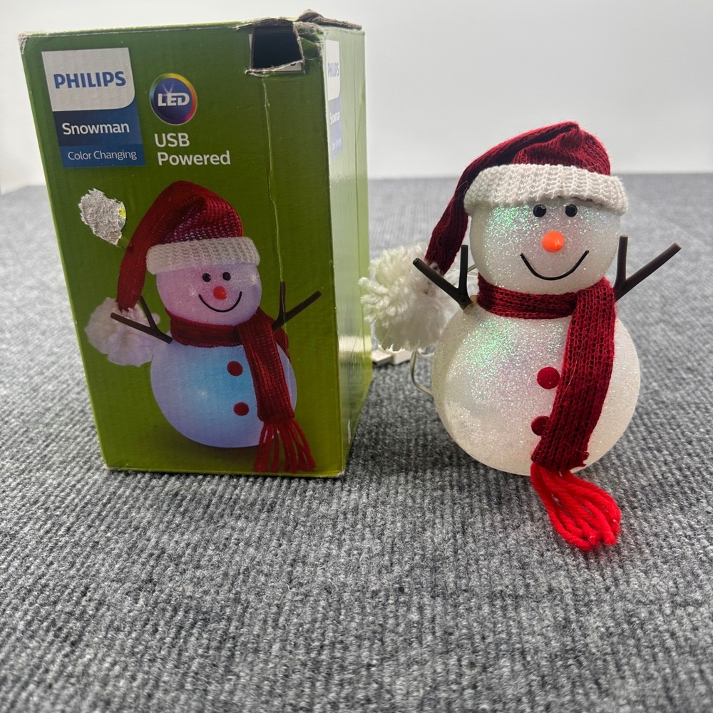 Philips LED Snowman USB Color Changing Powered White Interior Small Christmas